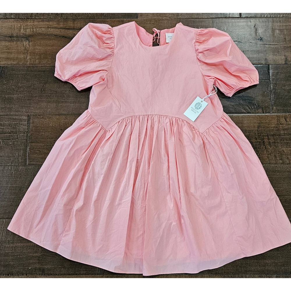 Hyacinth House Pink Puff Sleeve Mini Dress Babydoll S Sleeve Small NWT Coral